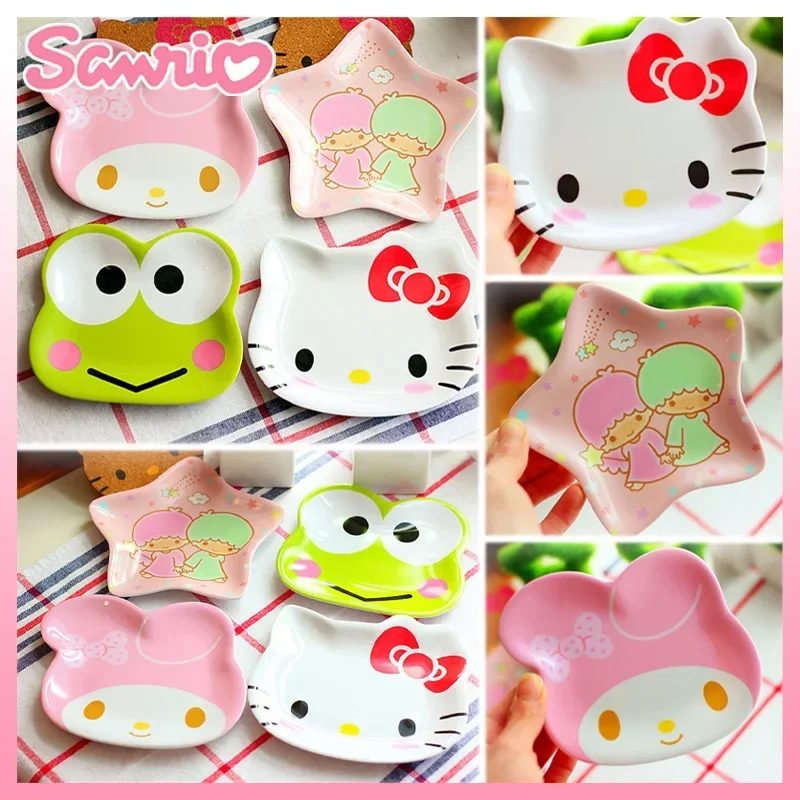 Sanrio Hello Kitty Melody Keroppi Small Plate Kawaii Home Children Sauce Vinegar Ketchup Cartoon Dipping Dish Kitchen Tableware