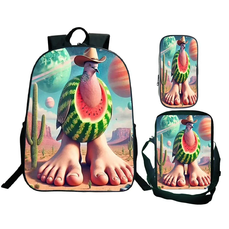 

Студенческая 3D игра, итальянский мозговый узор, школьные ранцы, подростковый дорожный рюкзак, сумка для ручек, 3 шт., Tralalero Tralala Mochilas