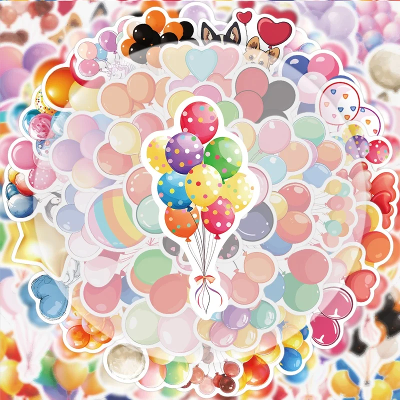 50 Holiday Balloon Graffiti Stickers, Vibrant Sticker Decals Suitable for Water Bottles, Laptops, Phone Decorations, Suitcases, Skateboards, Guitars, Gift Boxes, Party Decorations