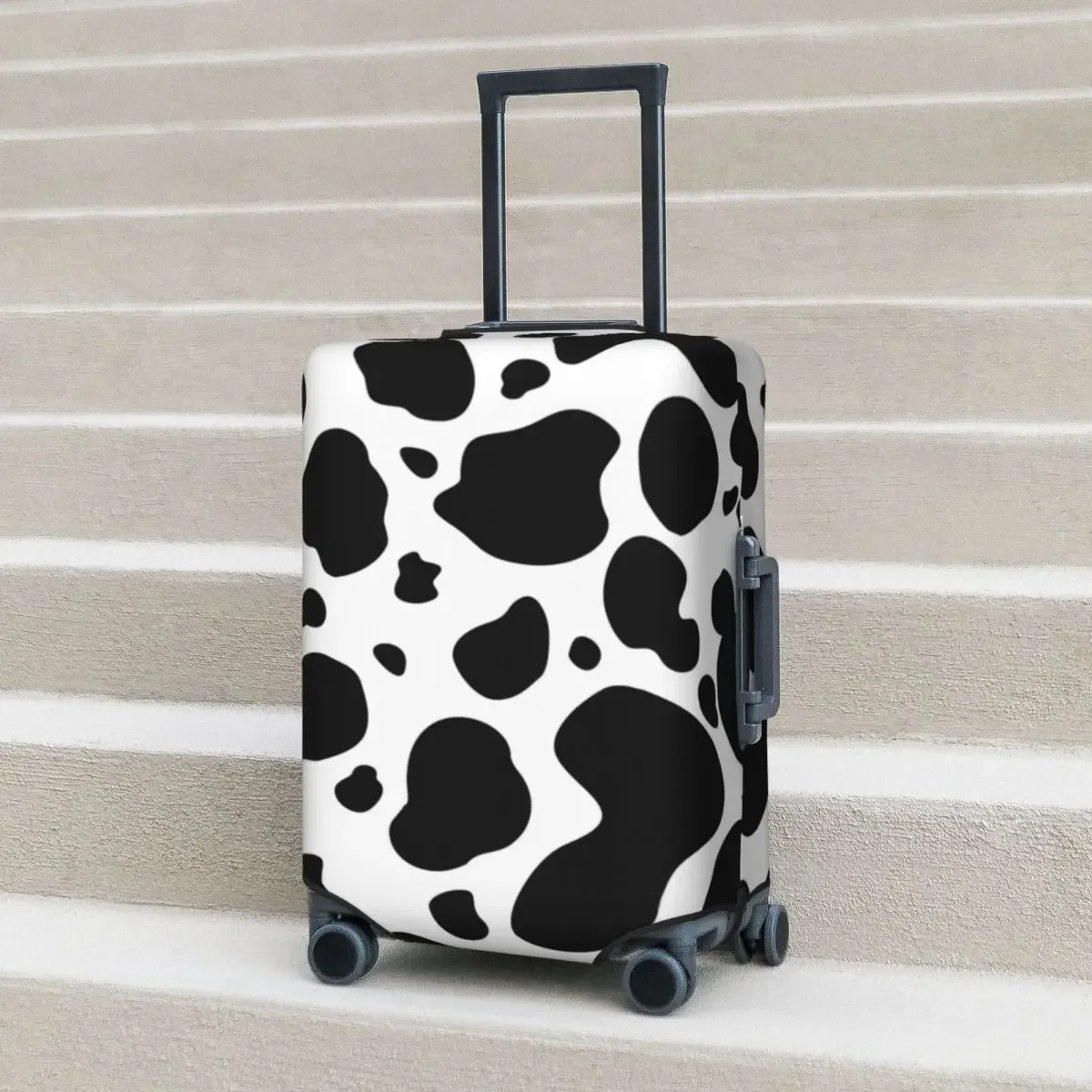 

Black And White Cow Print Suitcase Cover Vacation Cow Spots Pattern Fun Luggage Case Travel Protector