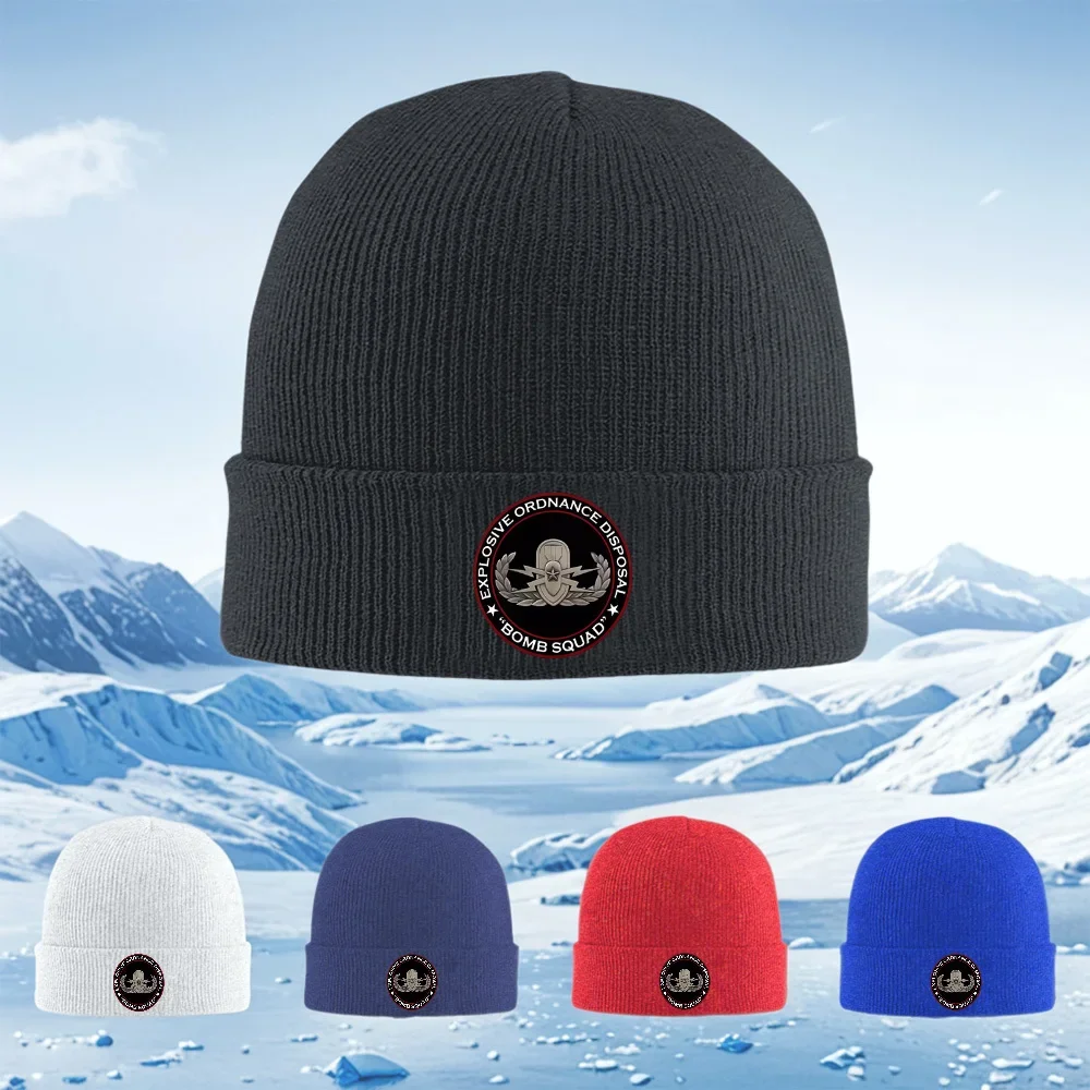 2026 Ordnance Disposal insignia and shield. Men Women Unisex Knitted Hat Beanie Pullover Cap Winter Thermal Warm Christmas Outdo