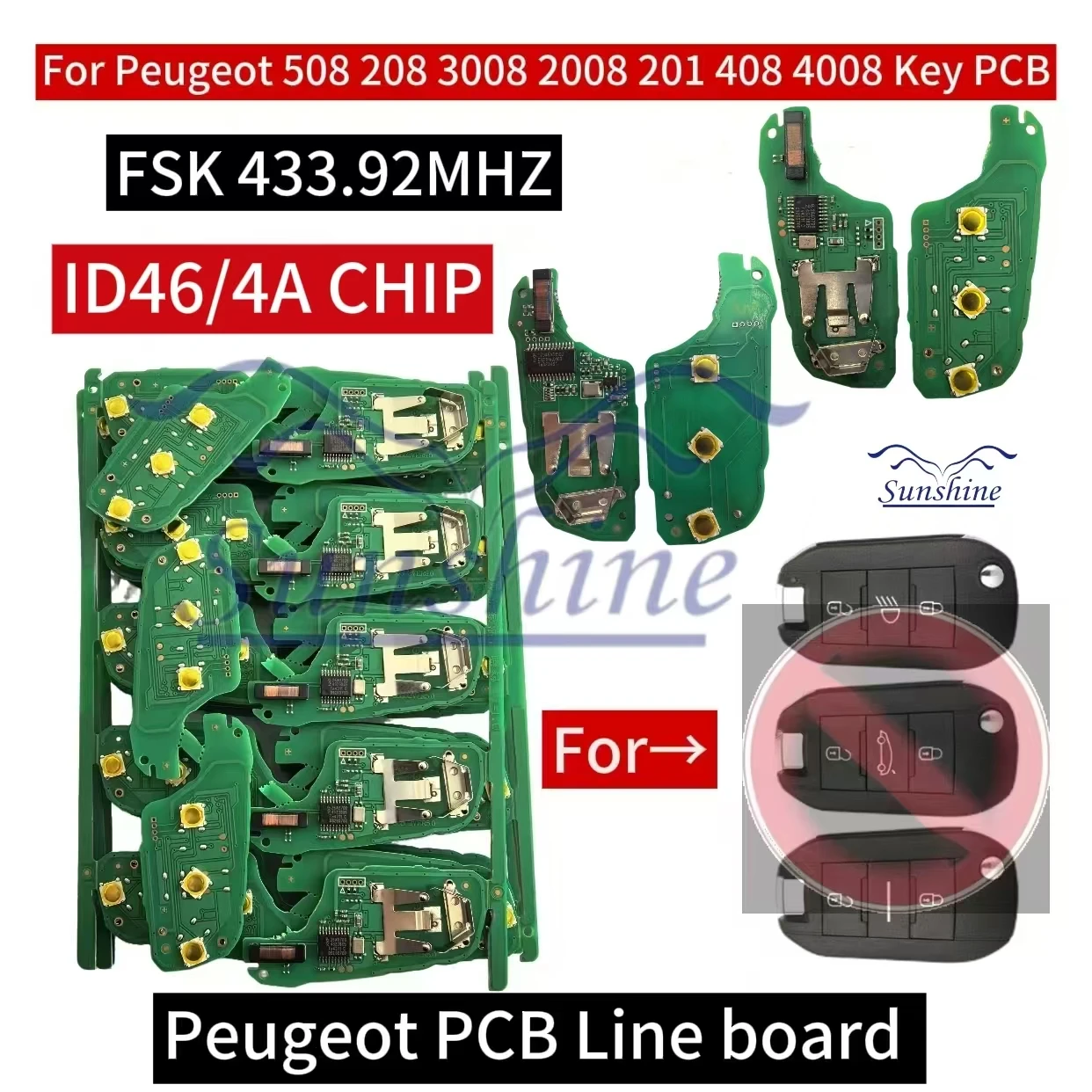 

PCB ID46/4A PCF7941/7945 CHIP Car Key 5FA010 For Peugeot Peugeot 208 2008 301 308 508 5008 Citroen C4-Cactus C-Elysee Opel