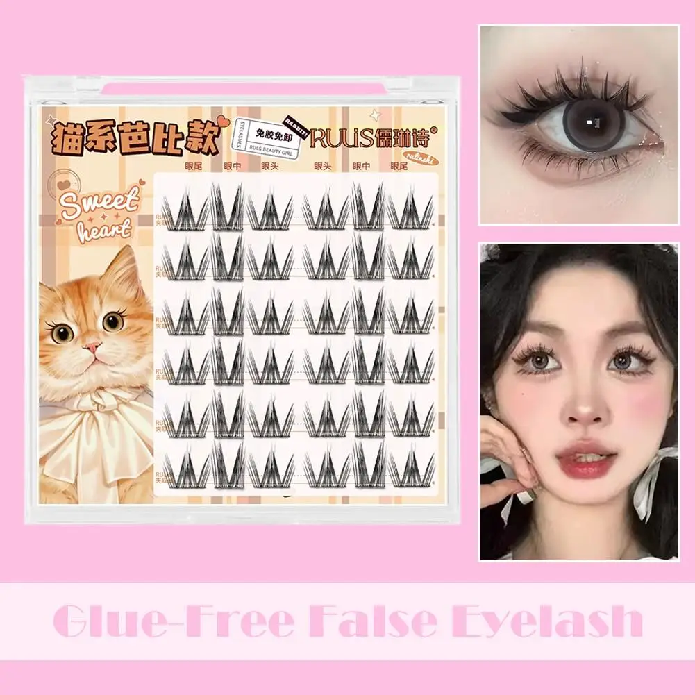 Pestañas postizas sin pegamento, autoadhesivas esponjosas naturales, extensión de pestañas individuales, maquillaje de ojos Manga