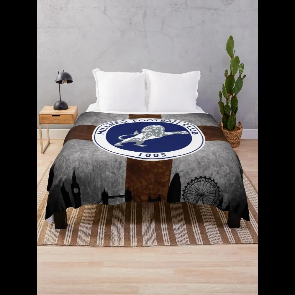 

Millwall London Throw Blanket Soft Cozy Plaid Design for Living Room Couch Decor Perfect Gift Idea for Football Fans