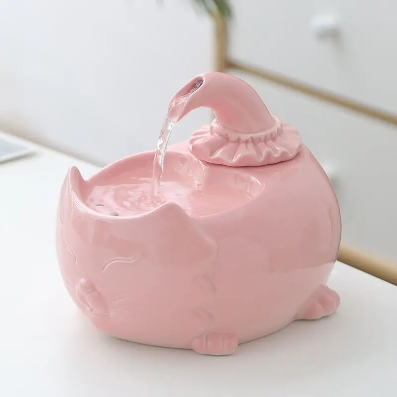 

Cat Water Dispenser, Pet Ceramic, Automatic Circulation, Water Feeding Bowl, Dog Unplugged Mobile Living Water Fountain