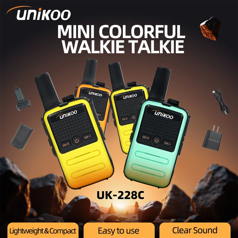 

4 PCS UNIKOO UK228C Mini Colorful Walkie Talkie Wireless Set Portable Handheld Radio Two Way Radio Communication Equipment