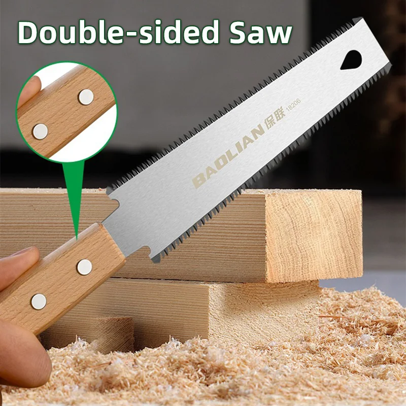 Sierra de mano de estilo japonés, sierra de doble cara de 6 pulgadas, hoja Flexible, mango de madera antideslizante, herramienta de carpintería para el hogar