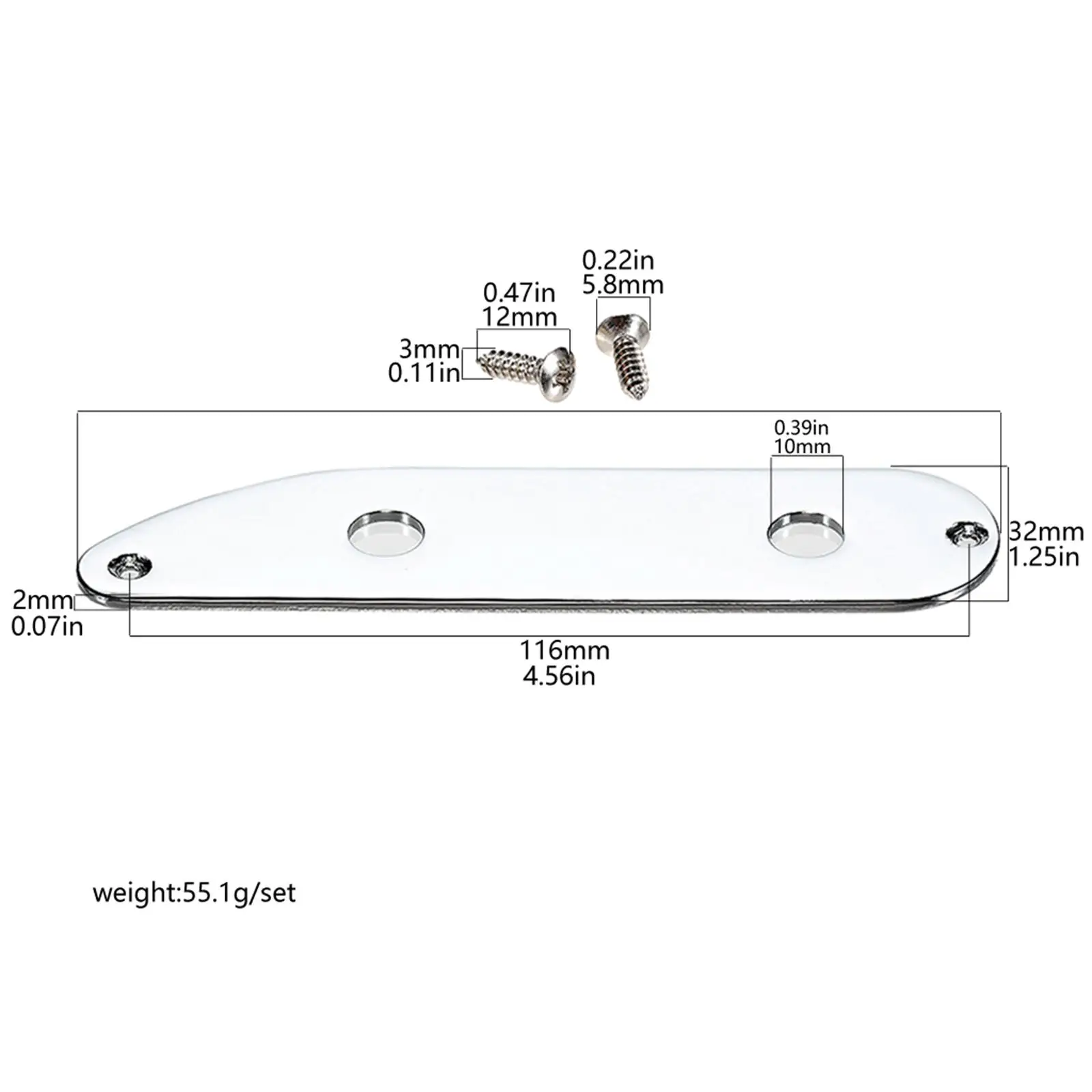 Placa de controle de guitarra baixo peças de substituição de baixo de 4,57 polegadas de comprimento