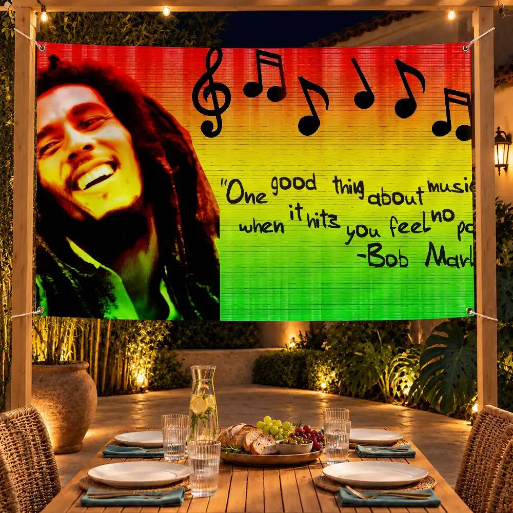 Iconic Singer Bob Marley Indoor Outdoor Flag Banner Party Decor Hanging Wall Backdrop