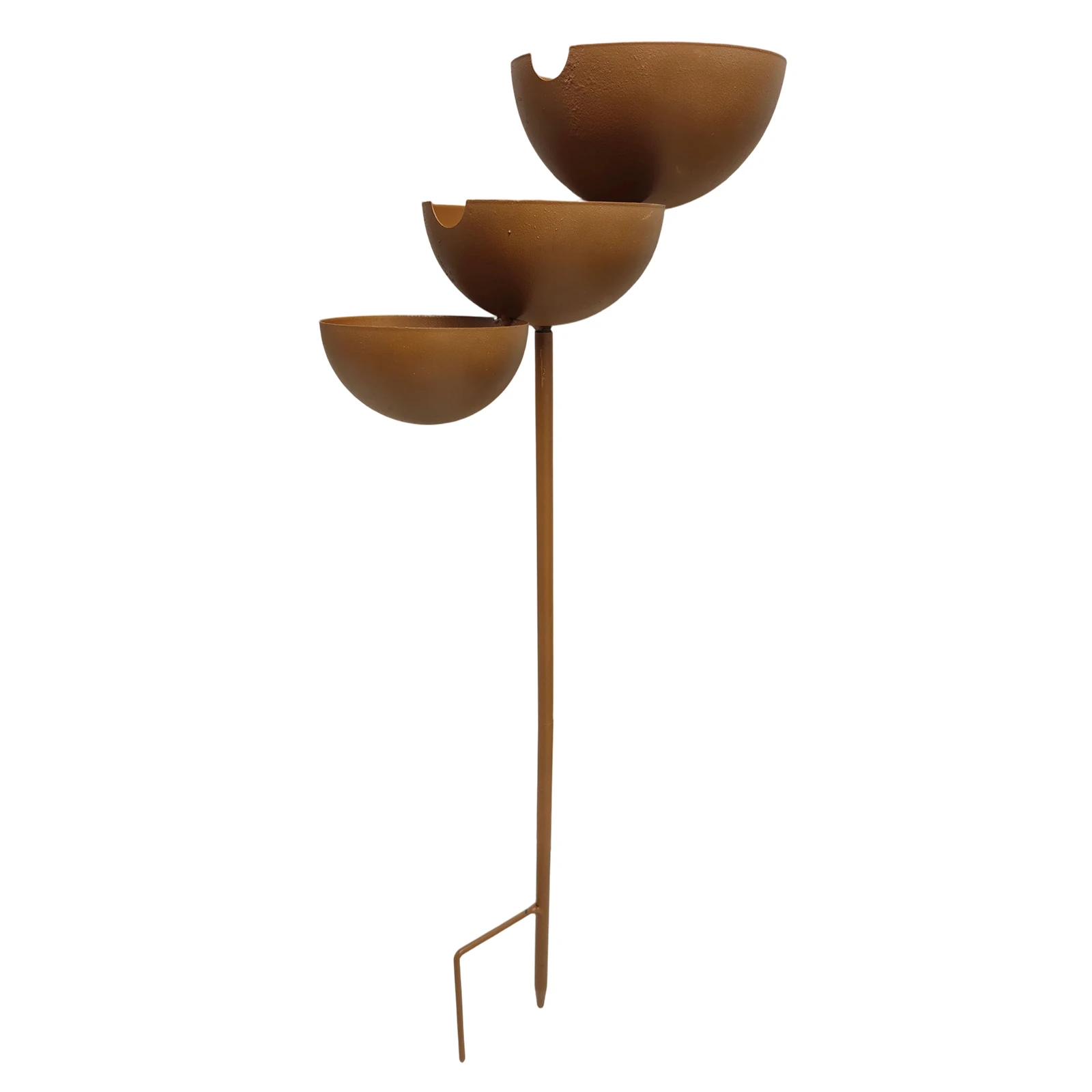 3-Tiered Iron Water Bowls Garden Stake with Metal Stake Vintage Birds Water Feeding Bowl Weatherproof For Hummingbird & Animal