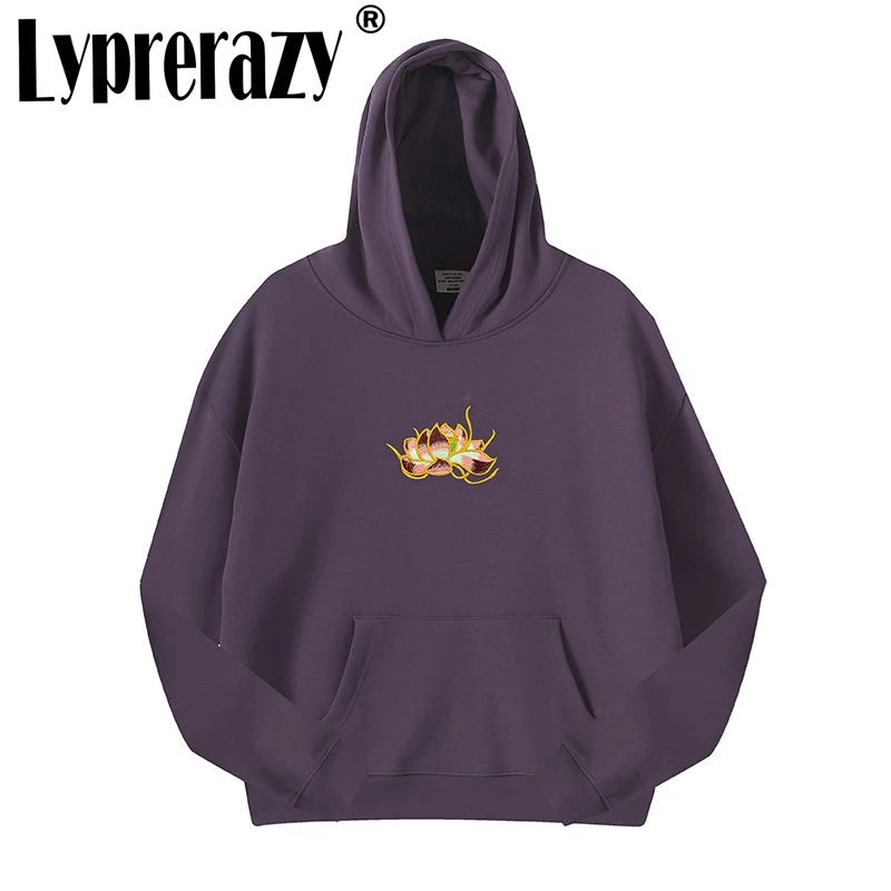 

Lyprerazy мужской осенне-зимний свитер с капюшоном и длинными рукавами с вышивкой лотоса, национальный тренд, свободный свитер для пар