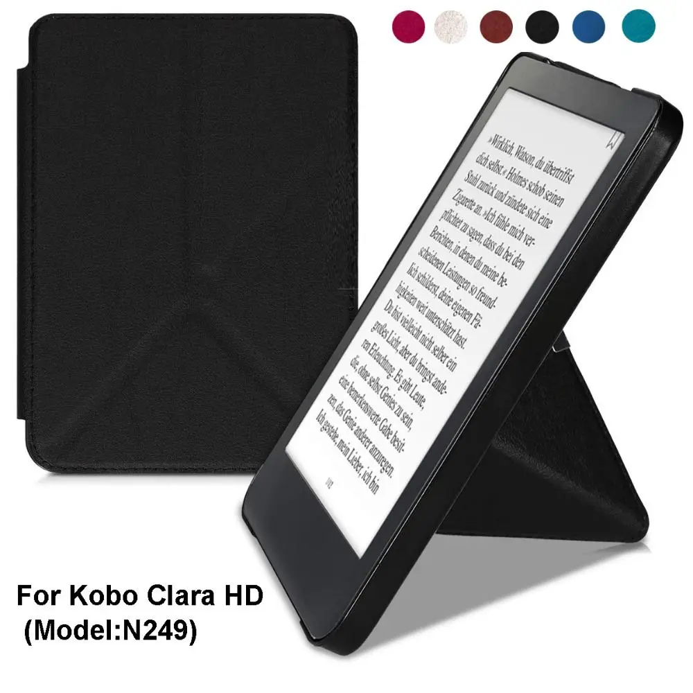 6 inch E-Reader Case Magnetic Auto Wake/Sleep Folio Stand Case PU Leather Shockproof Screen Protector for Kobo Clara HD (N249)