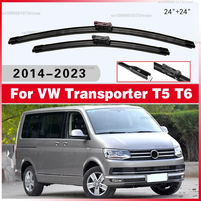 For VW Transporter T5 T6 Caravelle Multivan 2014 - 2023 Windshield Windscreen Window 24''+24'' 2Pcs Wiper Front Wiper Blades