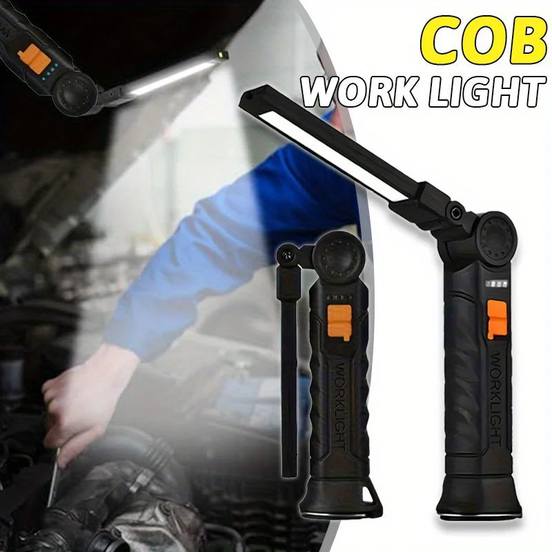 

Portable COB LED Work Light Magnetic & Hook Rechargeable Flashlight 350LM Waterproof Emergency Lamp for Outdoor Car Repair