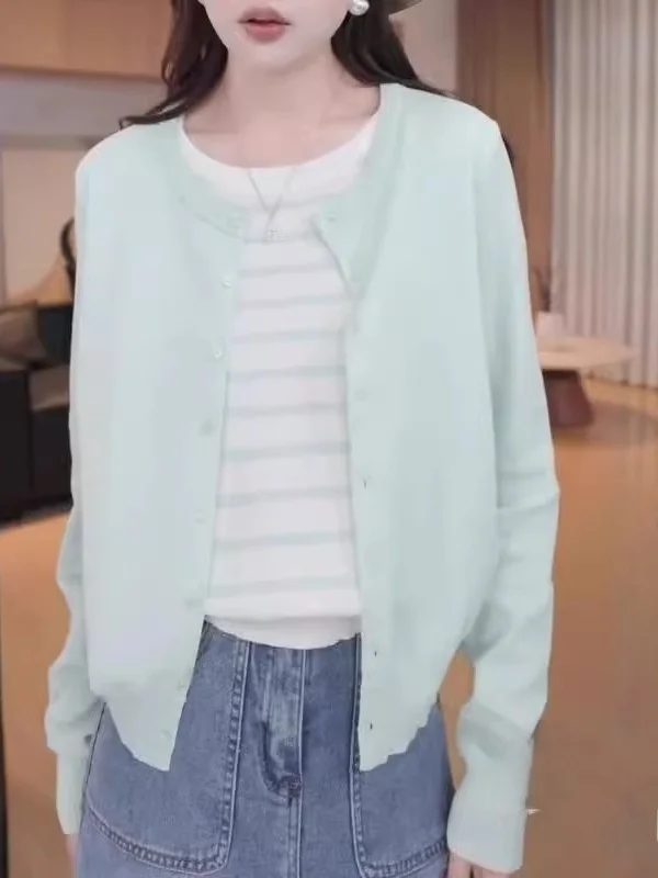 

Slimming Striped Patchwork Knitwear round Ne Long Sve Women's Top Trendy Spring plus Size Comfortable Korean Sle