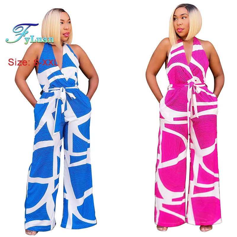 2025 เสื้อผ้าผู้หญิงใหม่ประณีตพิมพ์แขนกุด V คอพิมพ์ดอกไม้หลวมแฟชั่น Street กางเกงขากว้างกางเกง