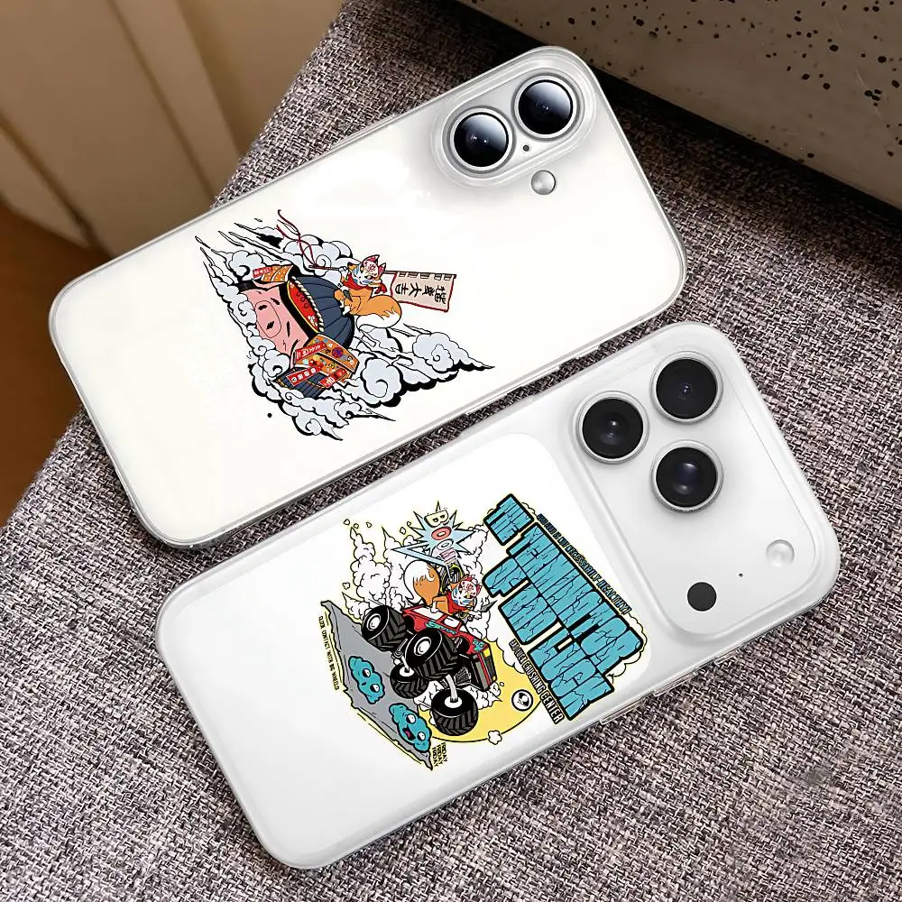 

Vintage Japanese Samurai Cat Tattoo Cat New Trendy Transparent Tpu Phone Case, Suitable For IPhone 17 Pro Max 16 15 14 13 12 11
