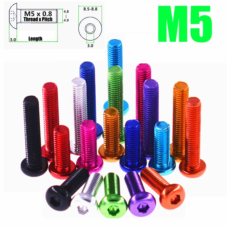 

Aluminum Button Head Screws M5 Aluminum Alloy Hexagon Hex Socket round Head Cap Machine Screw Bolts L=6mm-30mm