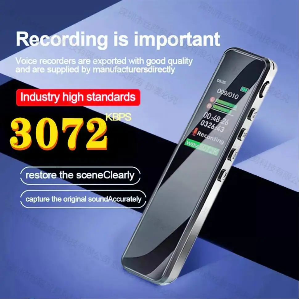 

YHR-82 Professional Digital Voice Audio Activated Recorder device 3072Kbps Mini Ultrathin Stereo MP3 Portable Timing Dictaphone