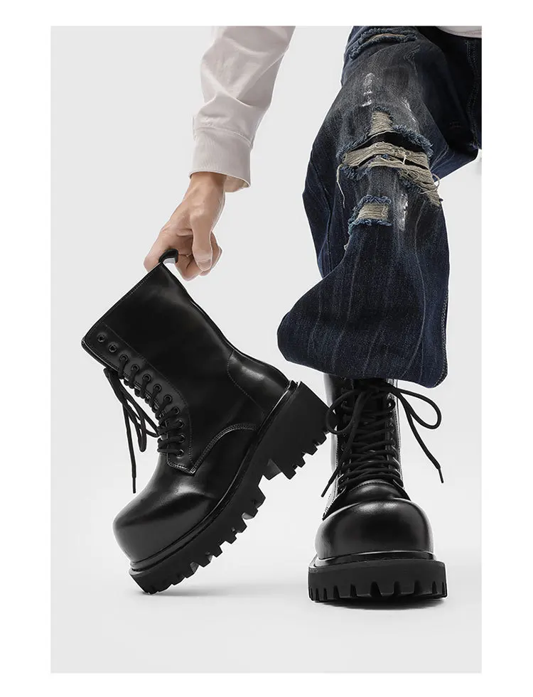 جديد دراجة نارية المرأة مشبك أحذية الشتاء أحذية من الجلد الأسود بوتاس أسافين الإناث الدانتيل يصل منصات النساء الأبيض بوتاس Mujer