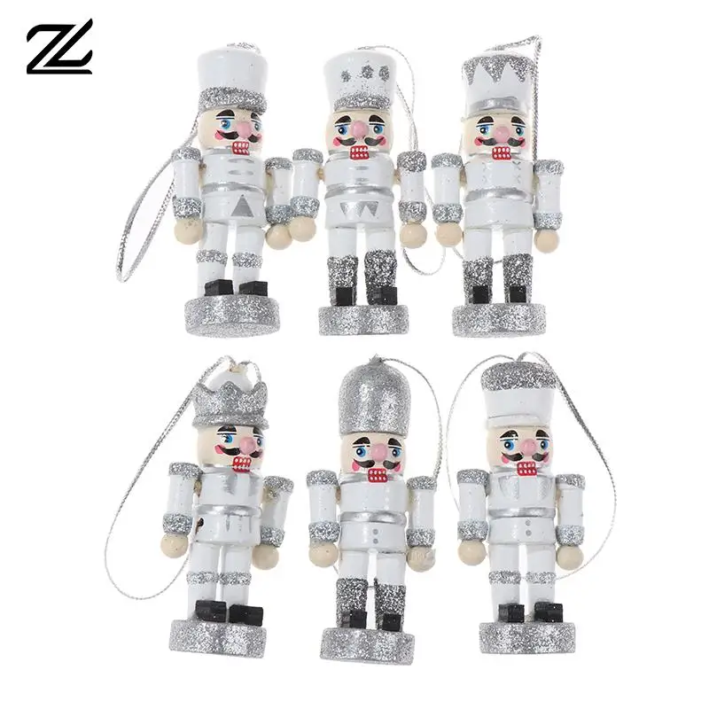 6cm Mini Sliver Nutcracker Puppet Christmas Decor Flash Nutcracker Soldier Home Ornaments