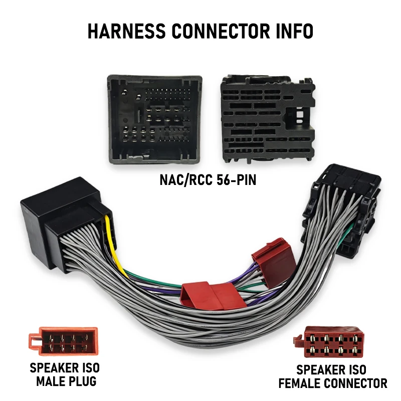 PHYEE NAC RCC 56Pin T-Harness with ISO Breakout Cable, SOT Lead for Peugeot Citroen DS Opel Stereo DSP Amplifier, Plug & Play