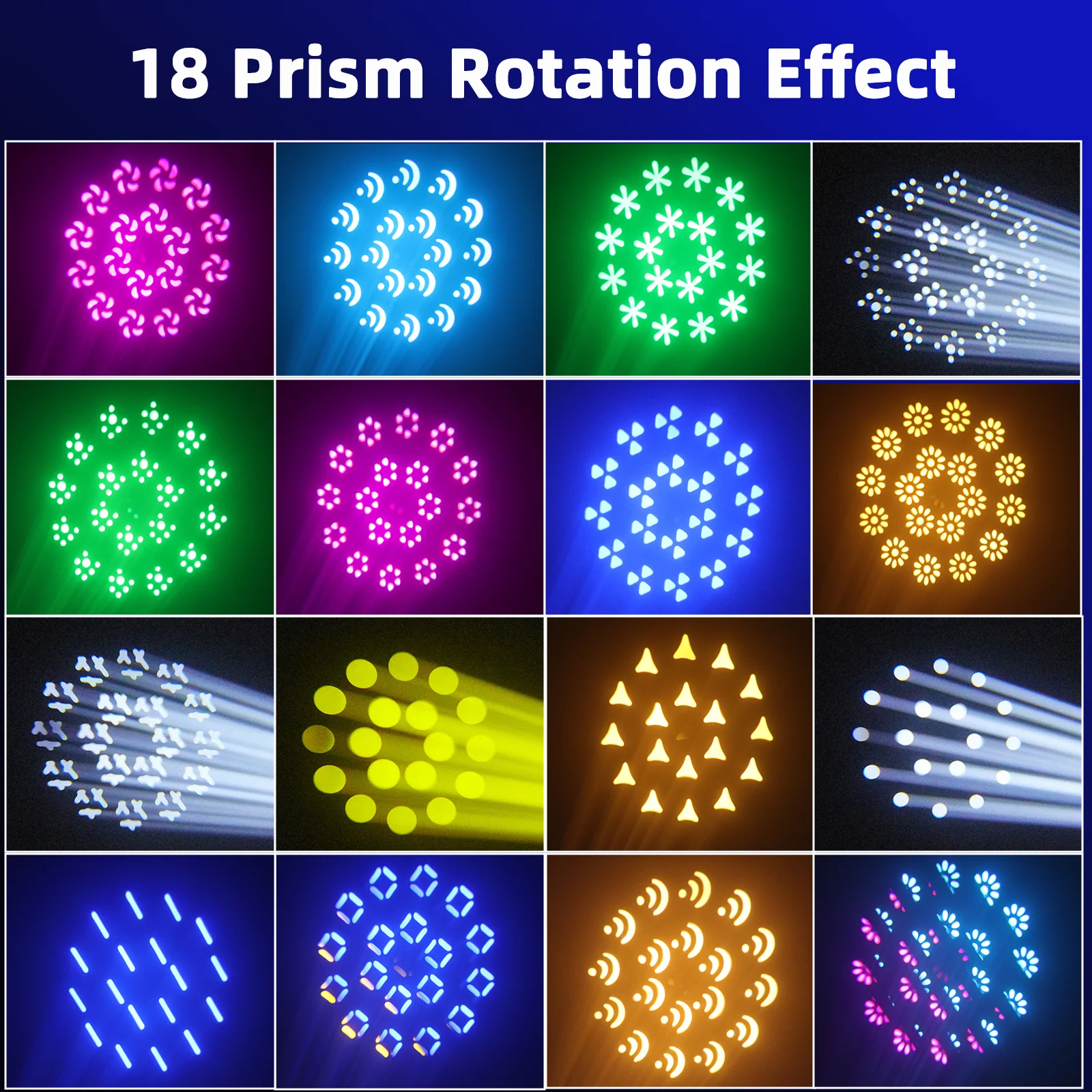 

250W LED BWS Moving Head Light With RGB Halo Rainbow Frost Focus&Strobe Effect DMX512 Stage Lights LCD For Disco Wedding Party