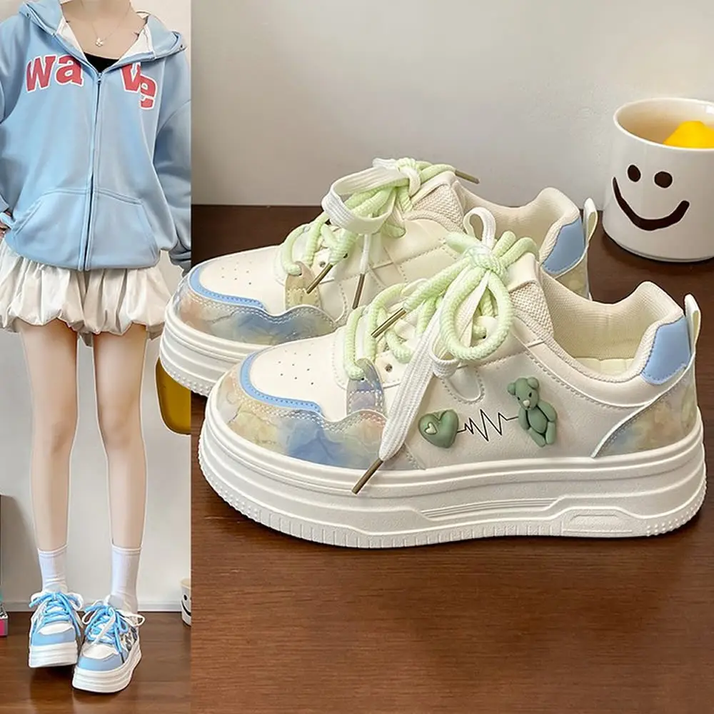 المرأة Thi Boted Rabbit Board oes تنوعا صيف 2025 جديد Sle الصليب الأزرق النسخة الكورية أحذية رياضية كاجوال #4