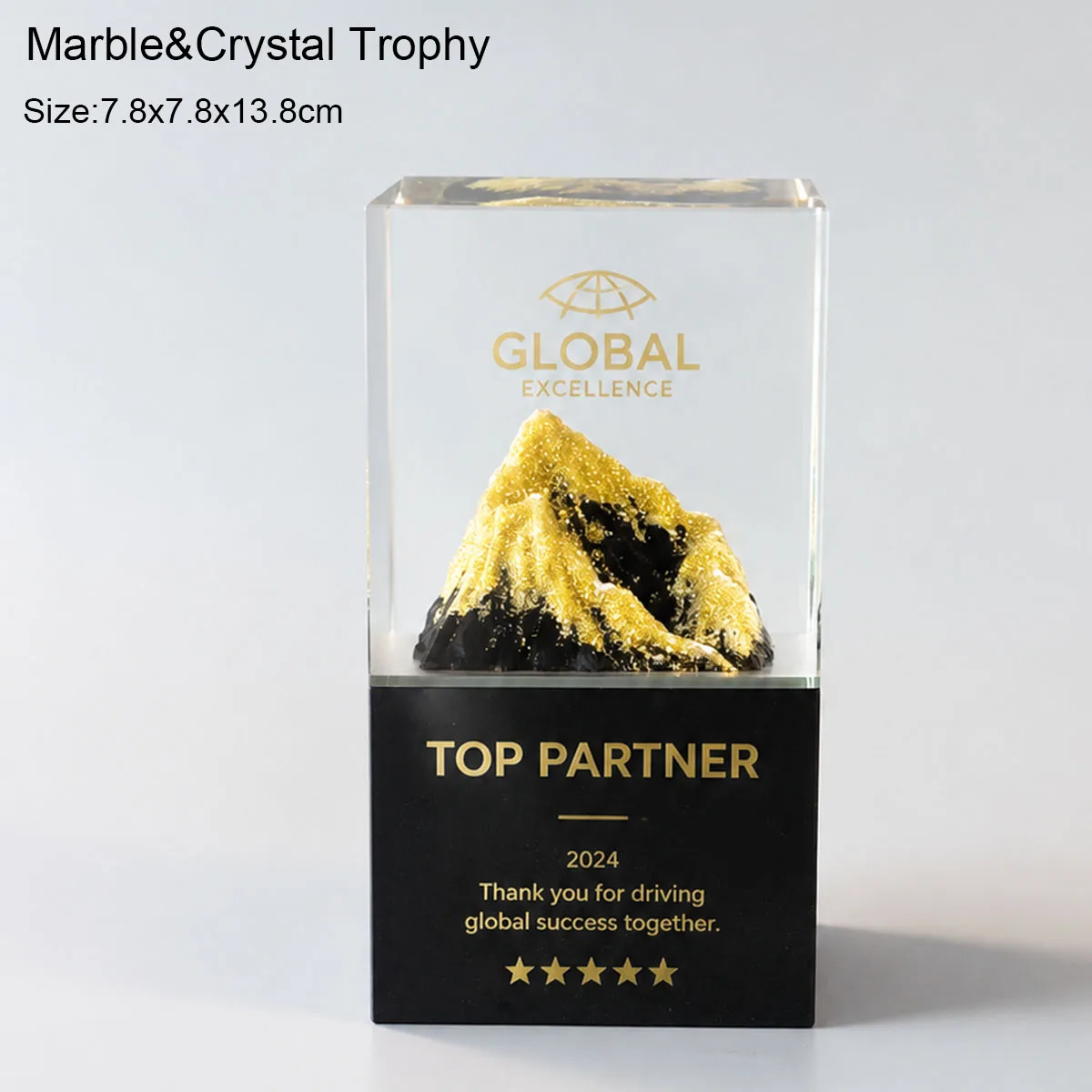 Crystal Marble Peak Trophy Business Gift Free Personalization Service Customizable Text & Logo Free