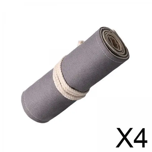 

Серый холст, свернутая пленка для карандашей, прочный чехол-держатель, органайзер для канцелярских принадлежностей для путешествий художника