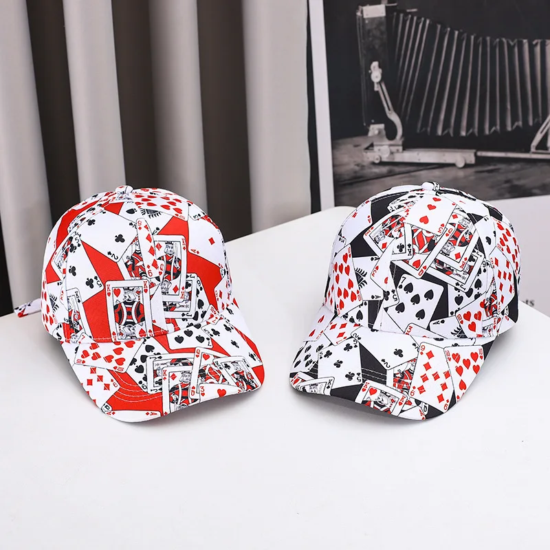 Summer Autumn Unisex Trend Print Poker Chain Letter Element Baseball Cap for Men Women Street Outdoor Hip Hop Snapback Hat
