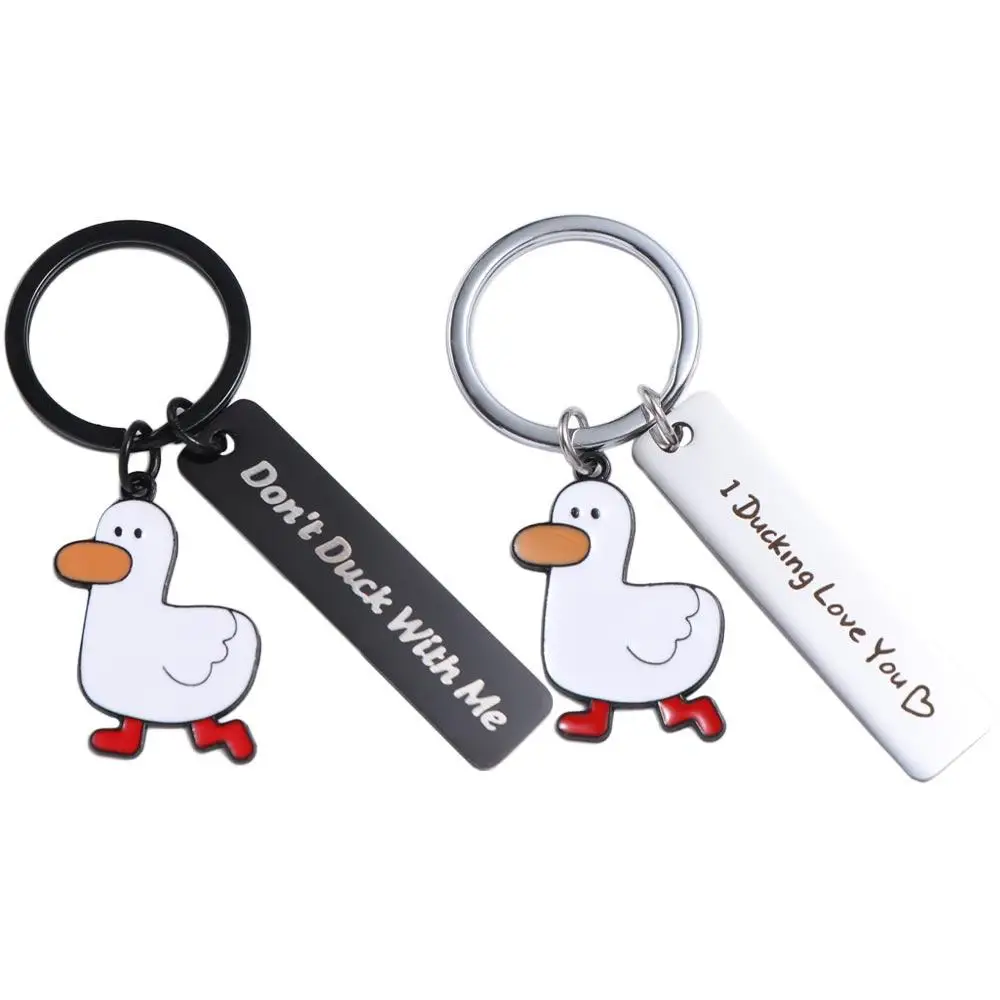 

Don’t Duck with Me Duck Keychain Couples Jewelry Stainless Steel Ducking Love Keyring Keyholder Animal Duck Pendant