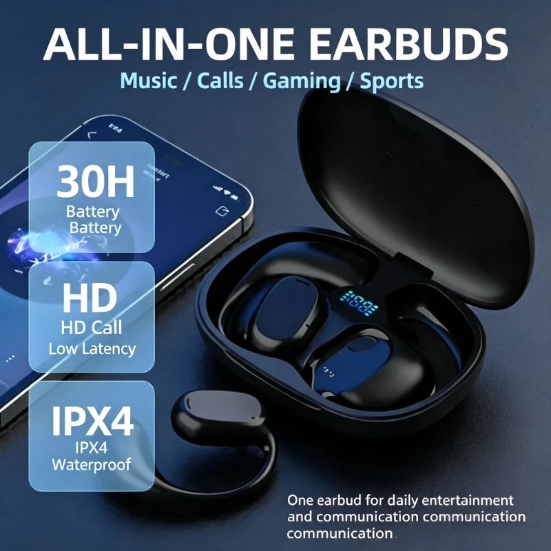 Wireless Bluetooth GT280 Outdoor Sports Earphones Touch Control Earbuds Digital Display Charging Bin Headset for Music Use