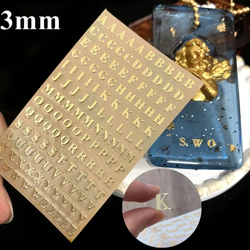 2Pcs Metal 26 Mini Alphabet Decor Stickers Gold Silver Epoxy Resin Filler For DIY Silicone Molds Craft Making Fillings