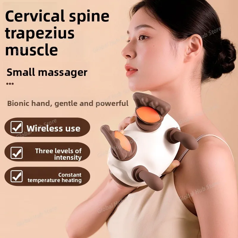 Mini Trapezium Muscle Small Shoulder and Neck Massager, Hot Compress Imitation Human Hand Kneading Portable Massager Shawl