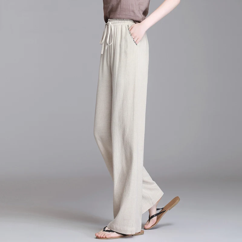 Wide Leg Pant Korean Version Of the Wild Nine Pants Loose Wide Leg Pants WomenSummer Sense High Waist Straight LnsTrouser Pants