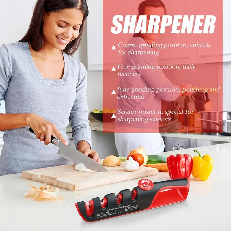 Knives Sharpening Knives And Scissors Sharpener Manual Honing Tool With 4-Stage For Home Camping Outdoor Bar Daily Use Butcher