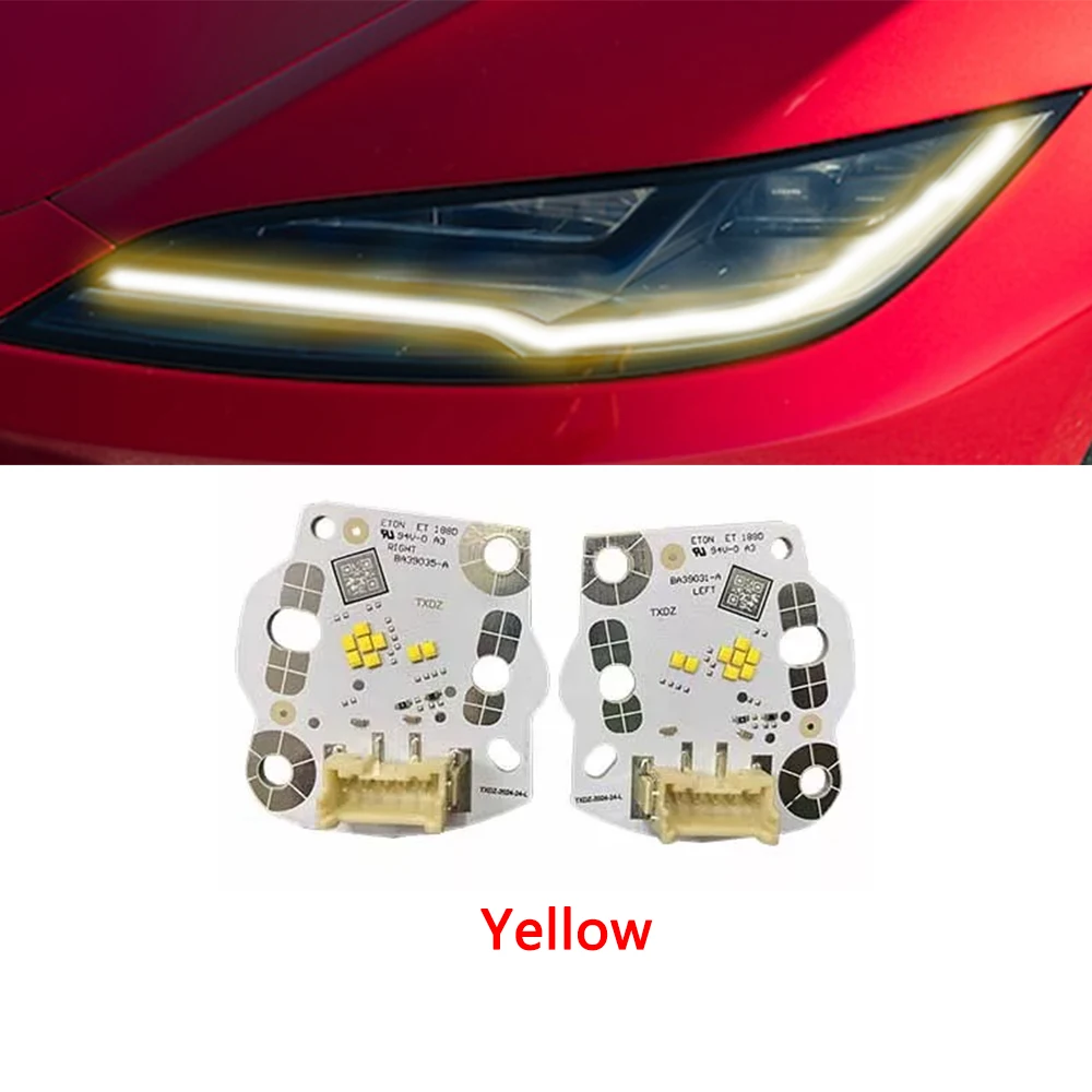 Headlights Upgrade Yellow/Blue/Ice/Blue/Red Daytime Running Lights DRL LED Boards for Tesla Model 3 2024