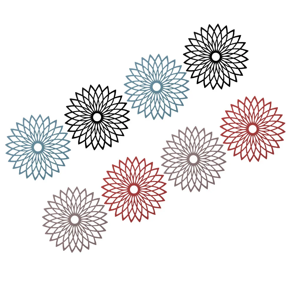 8 قطعة الوقايات سيليكون مقاومة للحرارة جوفاء للطي كأس المطبخ الحصير عدم الانزلاق وسادة ل وعاء طبق ساخن قاعدة أكواب السيليكون