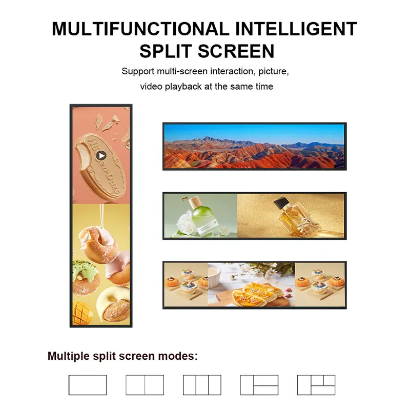 

Supermarket Shelf Digital Advertising Player Indoor Signage LCD Monitor LED Strip Display Screen Text Stretched Bar for Retail