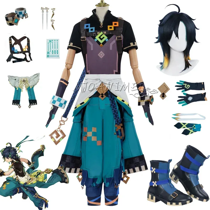 

XS-3XL В НАЛИЧИИ Genshin Impact Kinich Косплей Костюм Полный комплект одежды Костюмы Kinich Косплей Униформа Костюм Парик Обувь
