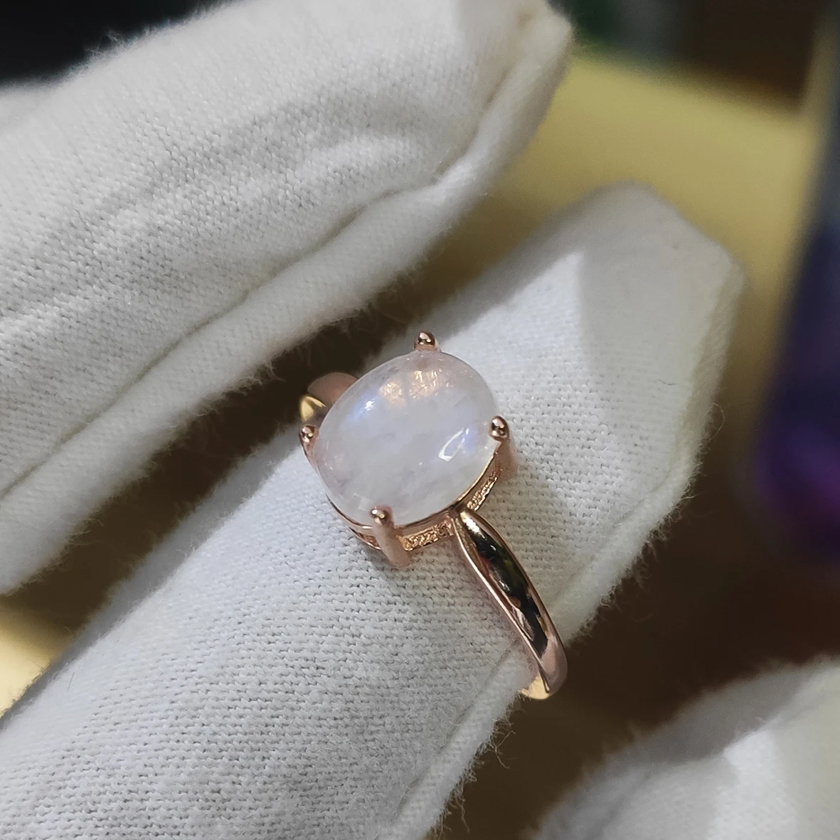 925 Sterling Silver Plating Rose Gold Moonstone Unique Engagement MoonstoneRing