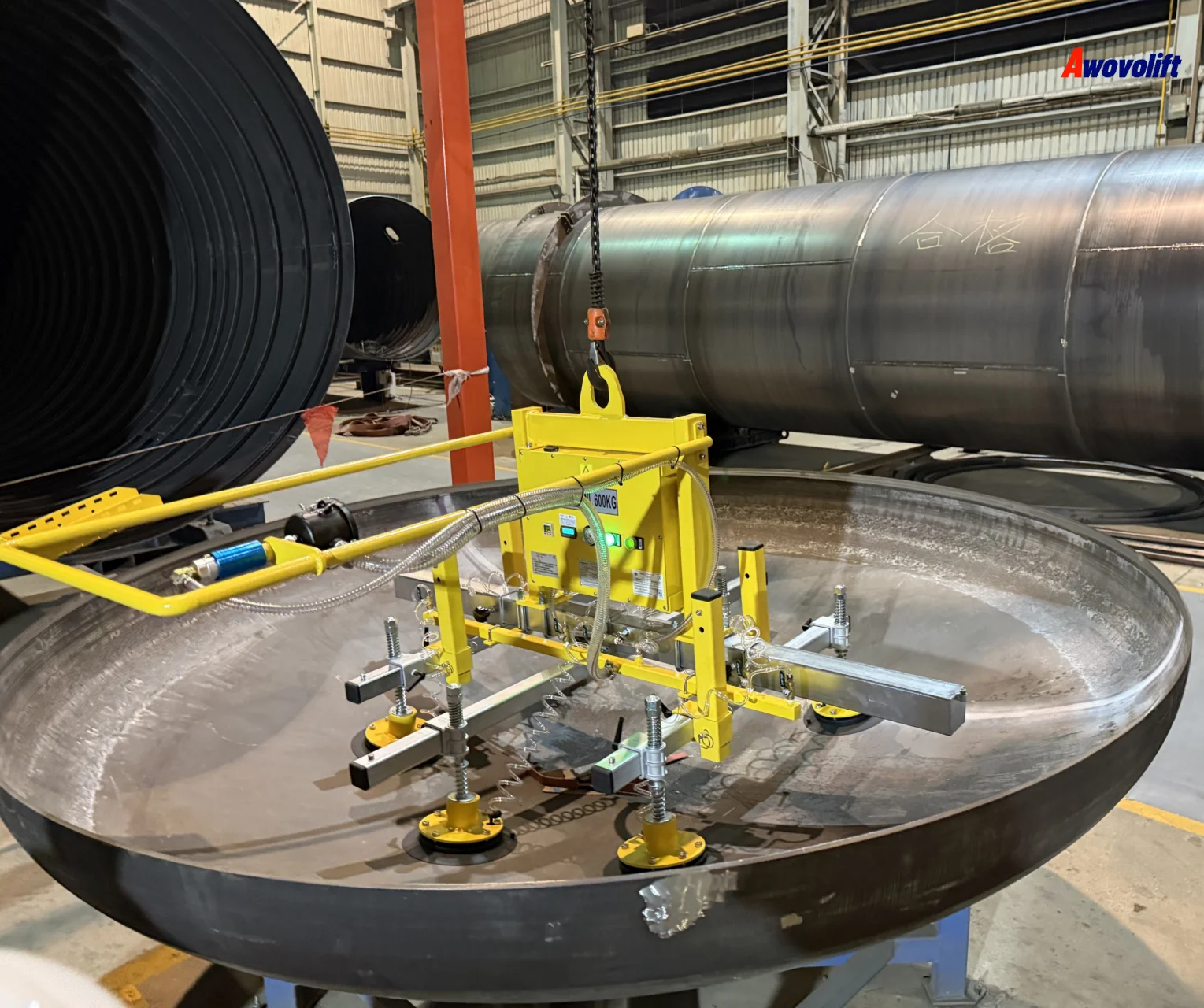 

Awovolift Curved Metal Sucker Huge Steel Barrel Suction Crane Electric Vacuum Lifter Gripper CE Lifting and Moving Bottom Bucket