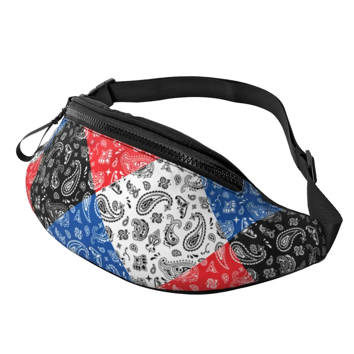 Custom Ethnic Bohemia Style Paisley Bandana Fanny Pack Men Women Crossbody Waist Bag for Running Phone Money Pouch