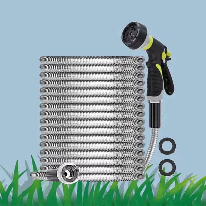 for Garden Supplies 25FT 50FT 75FT 100FT Metal Garden Hose Pipe Stainless Steel Water Hose for Garden Home Use