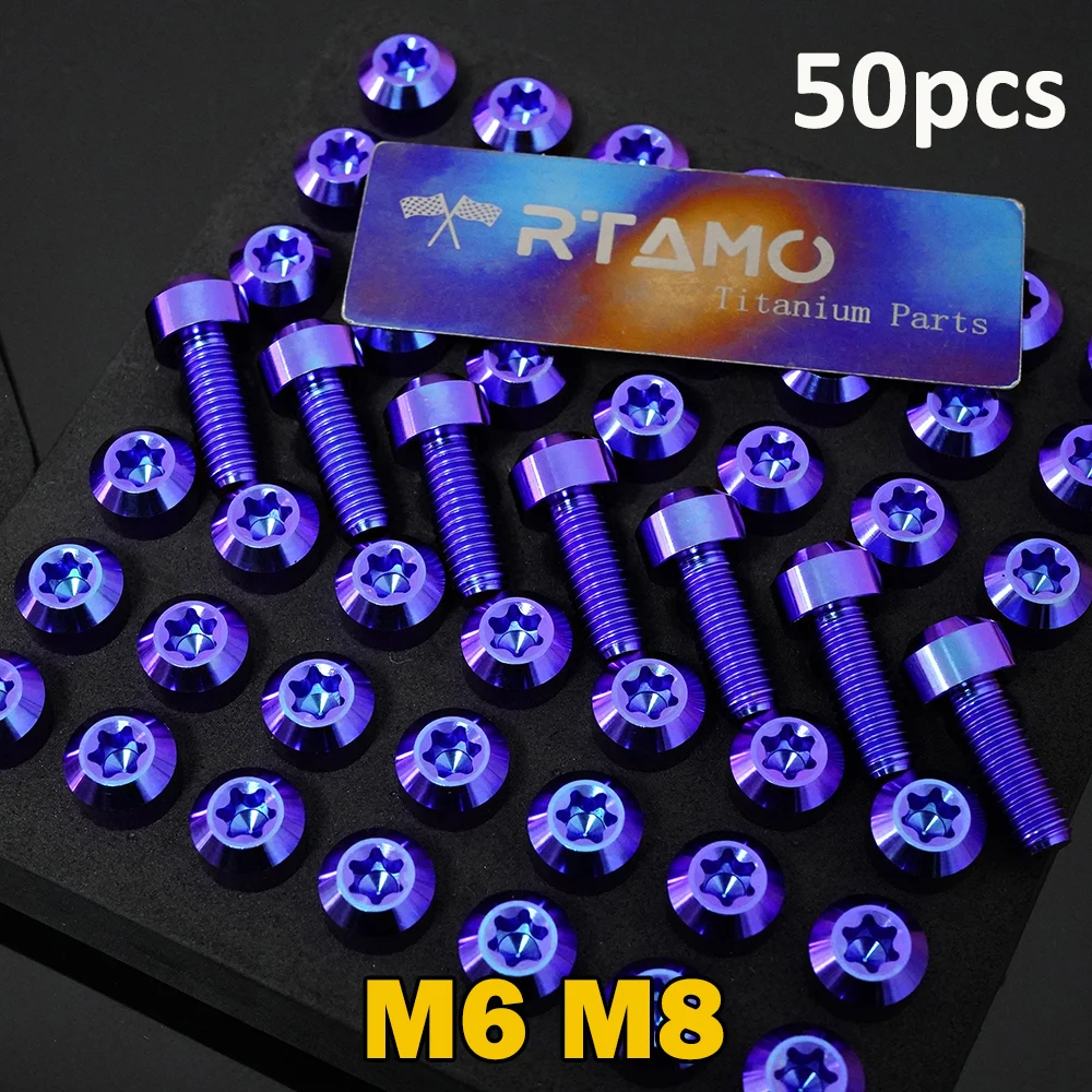 

RTAMO Титановый болт M6x15/20/25/30/35/40/45 M8x20/40, оптовая продажа, 50 шт., винт TC4 для модифицированного велосипеда, мотоцикла