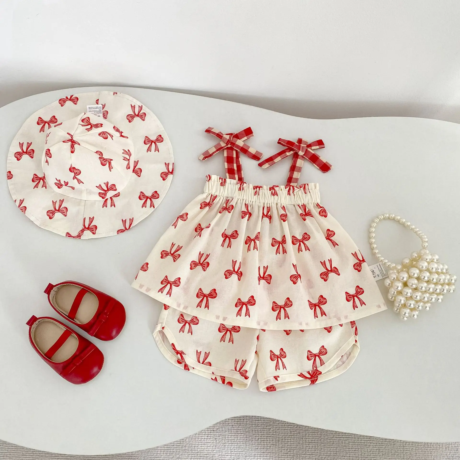 1-4T Toddler Kid Baby Girl Clothes Set Sleeveless Off Shoulder Vest Top Shorts Set 100% Cotton Two Piece Set Cute Sweet Outfit