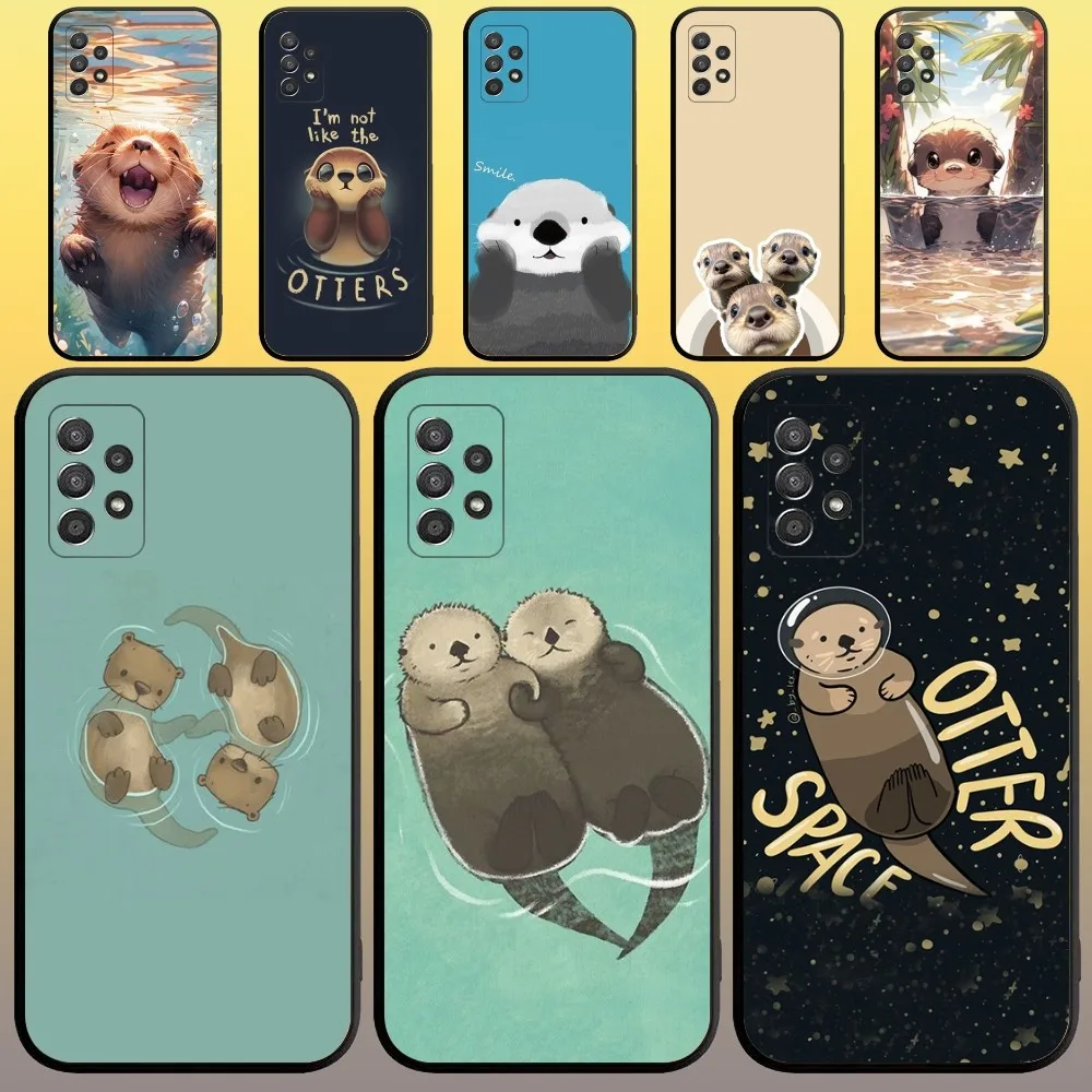 Cute Otter Lutra lutra Phone Case for SamsungA 91,80,73,72,71,70,53,52,51,42,41,40,32,31,30,22,21,20,13 S 4G 5G Soft Black Case