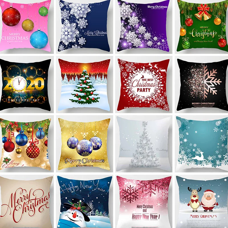 Beauty Fashion Christmas Ball Snowman  Pattern Pillow Cases Short Plush High Quality Square Thick Pillow Case Covers