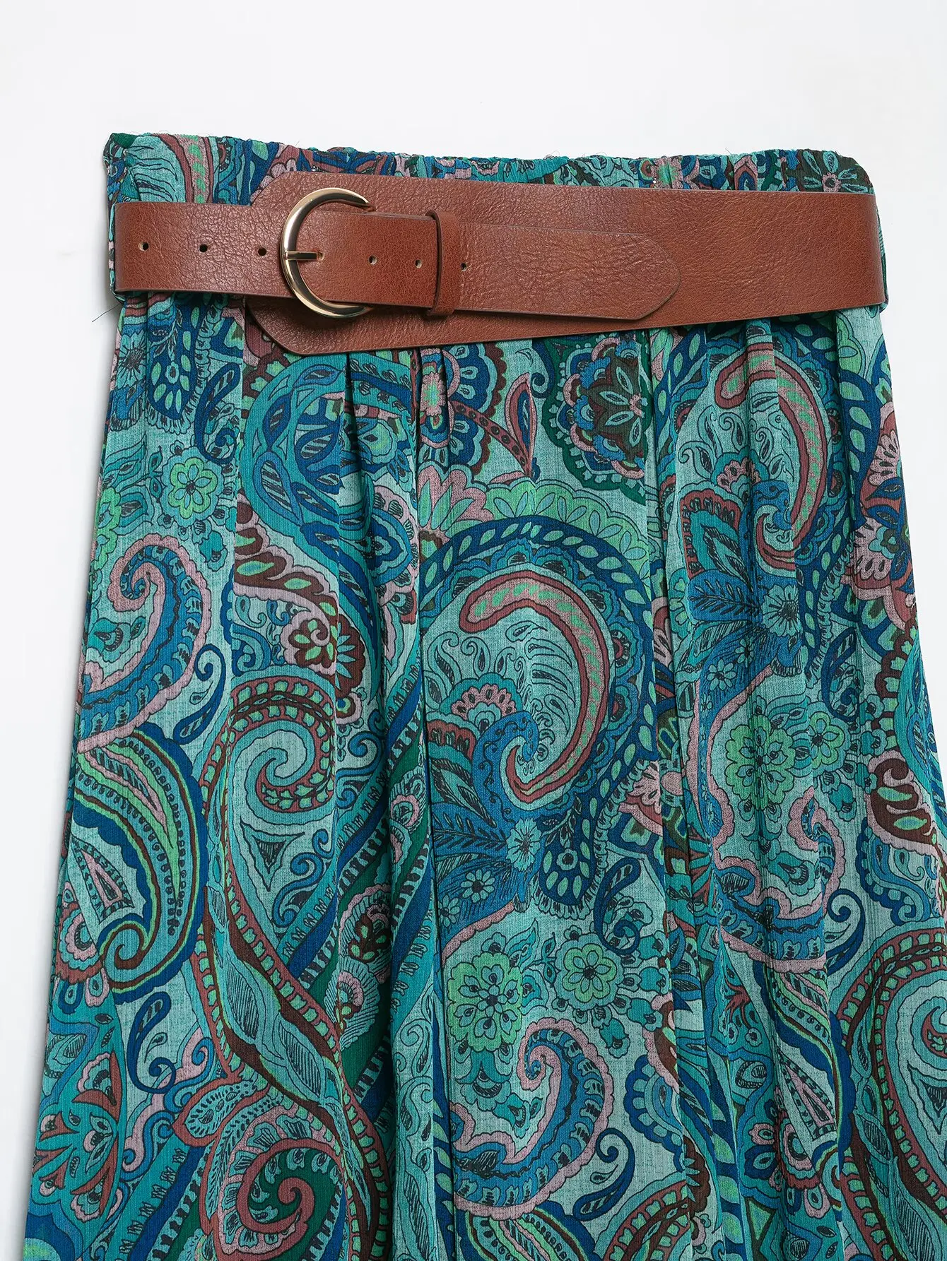 Summer Women's Casual Printed Skirts Brand New Fashionable High Waist Belt Loose Skirt Vacation Beach Skirt French Style Floral